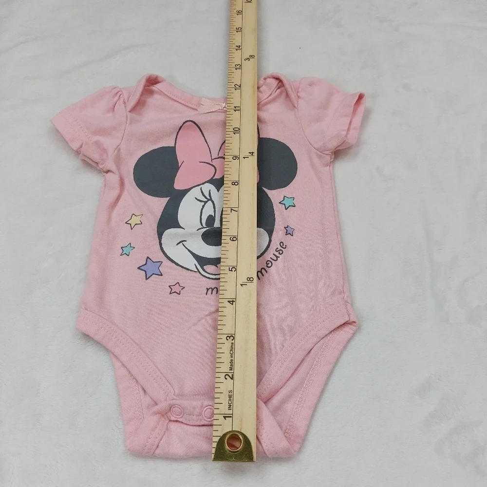 DISNEY INFANT GIRLS PINK MINNIE MOUSE SHORT SLEEVE BODY SUIT SIZE 0-3 MONTHS
